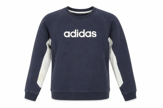 Front view of Adidas unisex blue s pullover sweatshirt