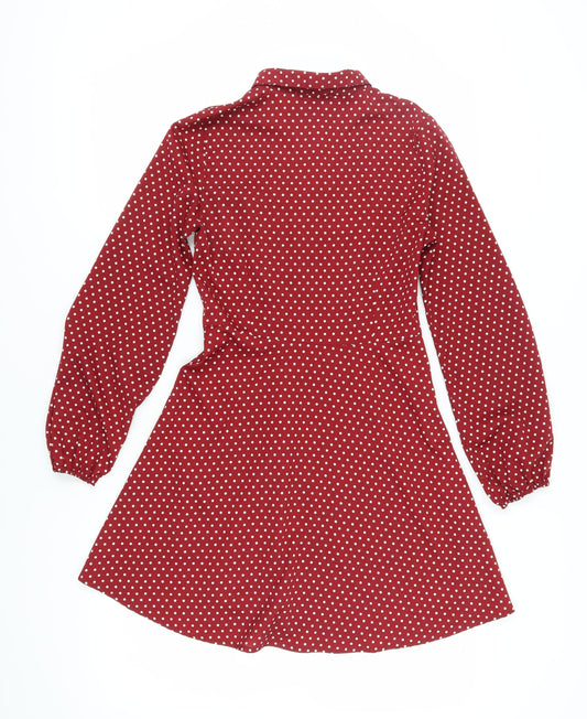 Blue Vanilla Women's Red Polka Dot Shirt Dress XS