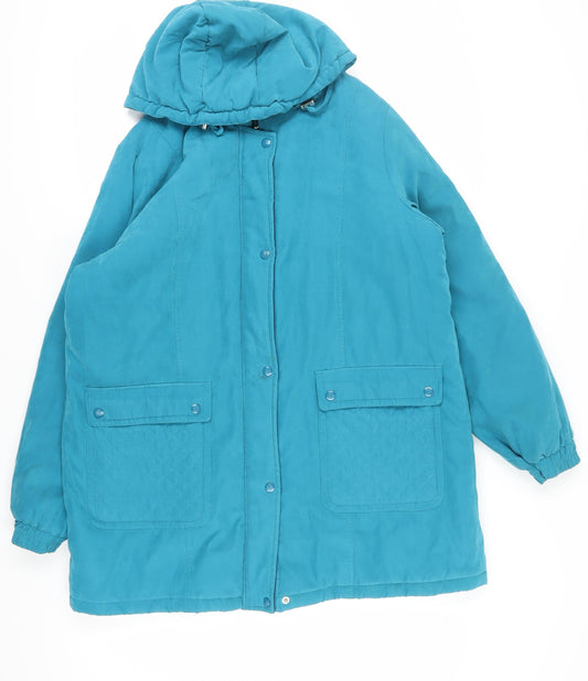 Damart Women's Blue Hooded Parka Jacket - Size L