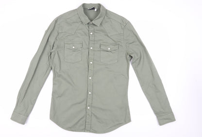 ASOS DESIGN Men's Green Long Sleeve Shirt