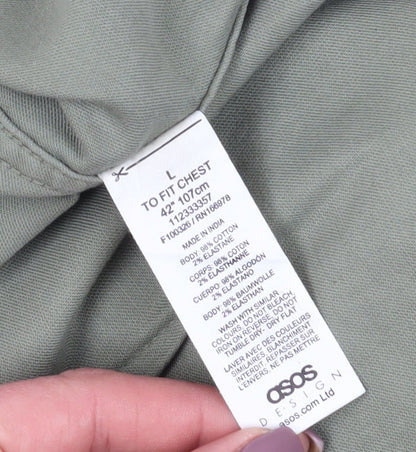ASOS DESIGN Men's Green Long Sleeve Shirt