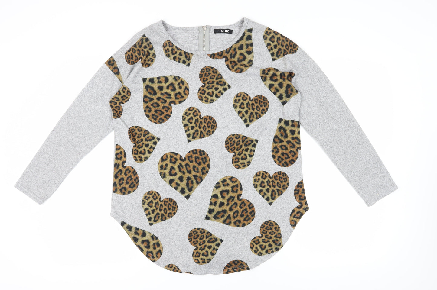 Quiz Women's Grey Leopard Print Blouse, Medium, Casual
