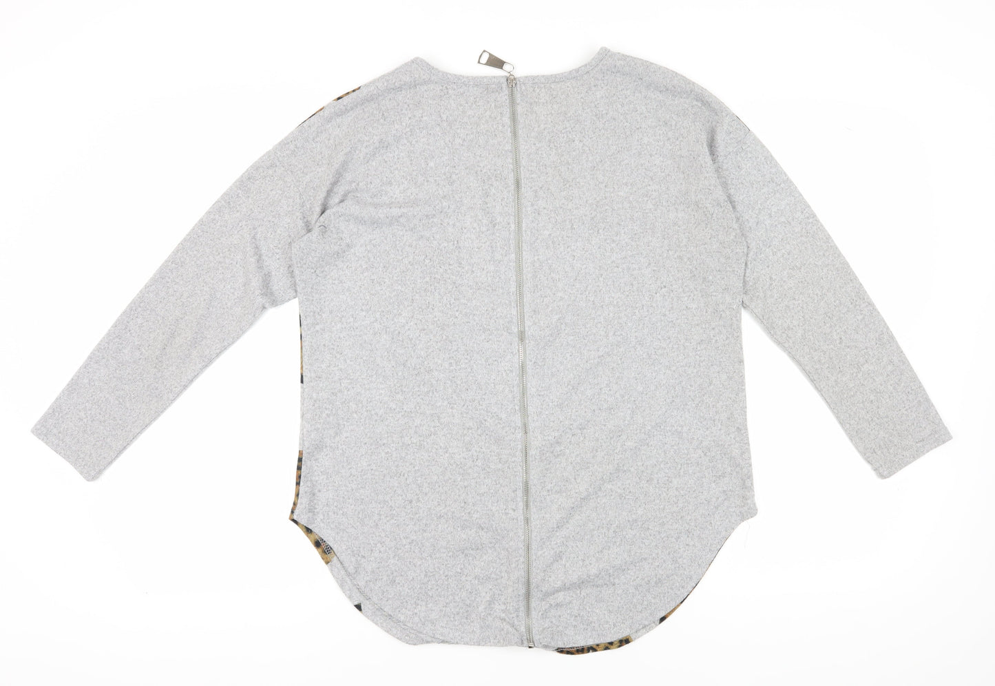 Quiz Women's Grey Leopard Print Blouse, Medium, Casual