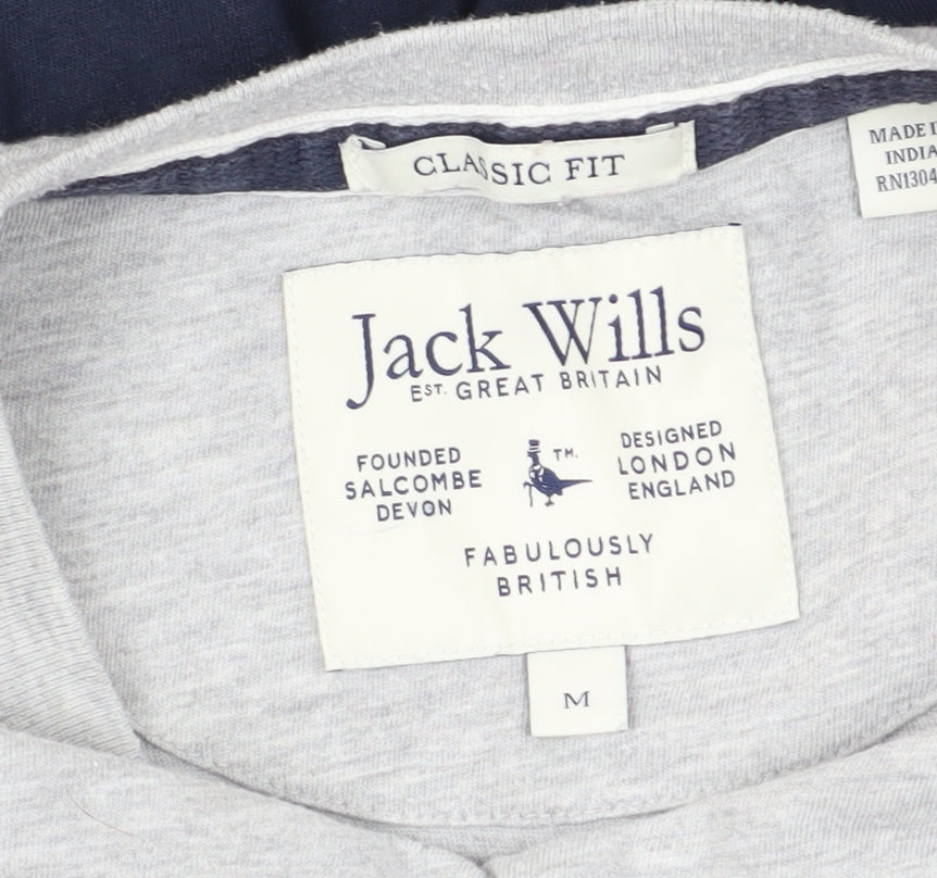Jack Wills Men's M Grey Colourblock T-Shirt - Classic