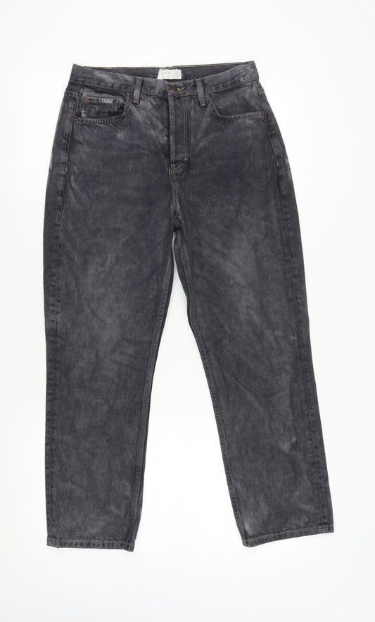 Topshop Women's Grey Straight-Leg Jeans L