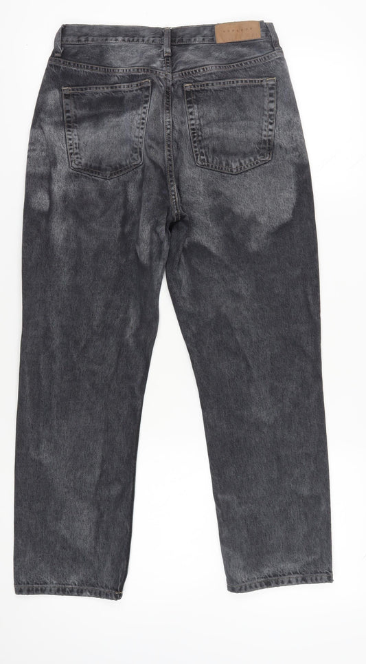 Topshop Women's Grey Straight-Leg Jeans L