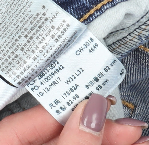 Levi's Men's Blue Straight Jeans 32W 32L Light Wash