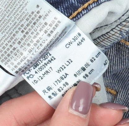 Levi's Men's Blue Straight Jeans 32W 32L Light Wash