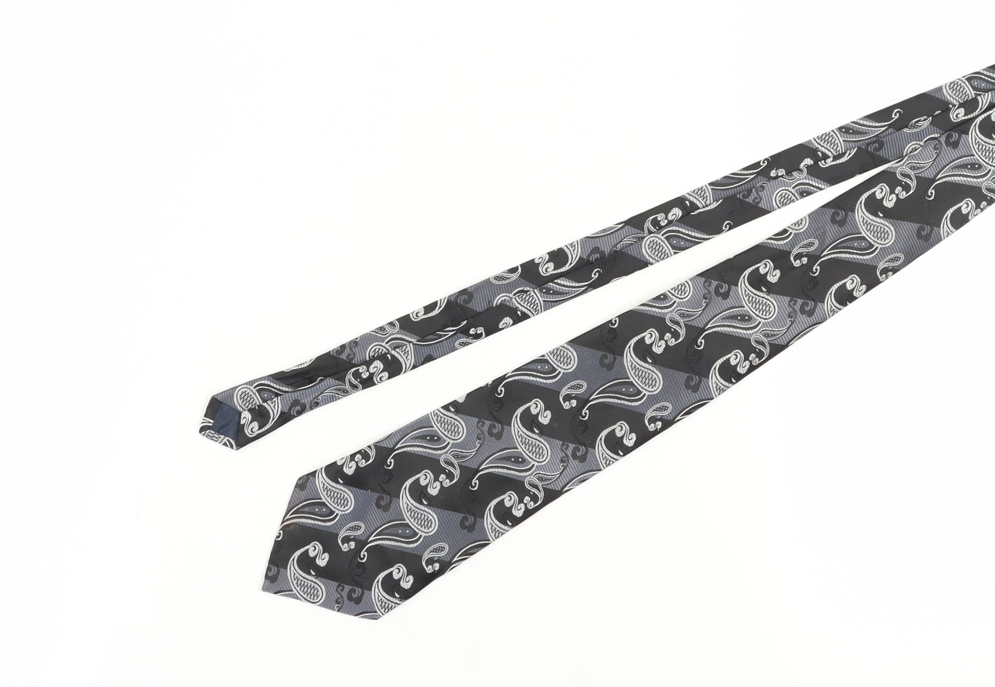 KAILONG Men's Black Silk Paisley Handmade Tie