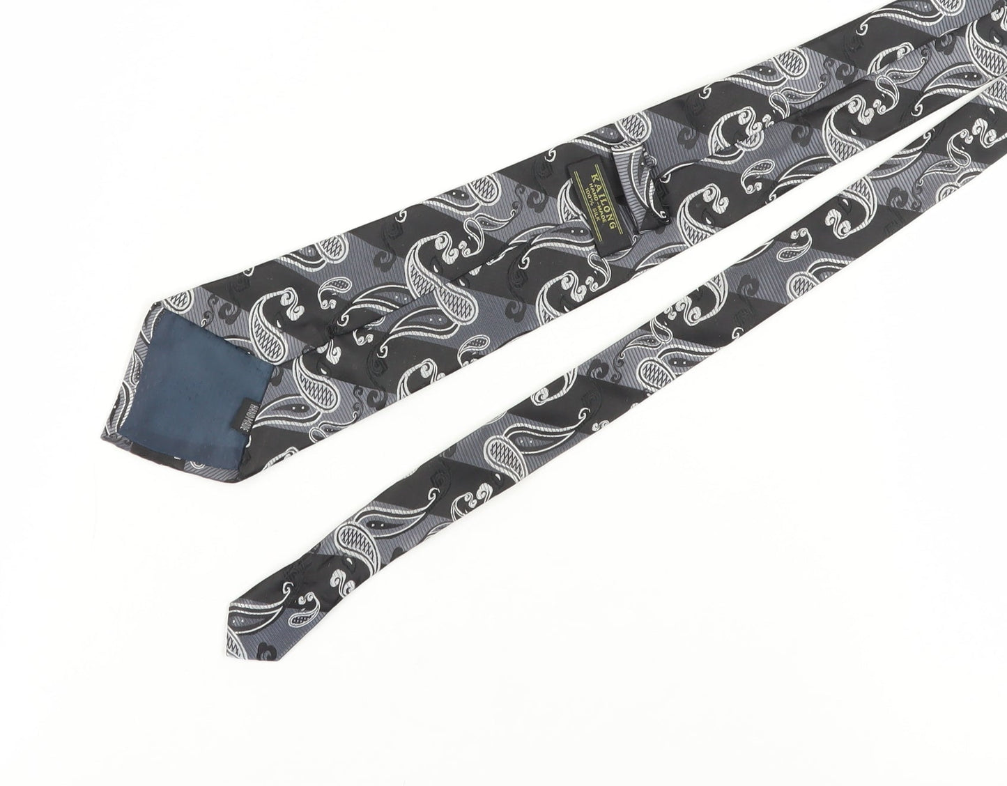 KAILONG Men's Black Silk Paisley Handmade Tie