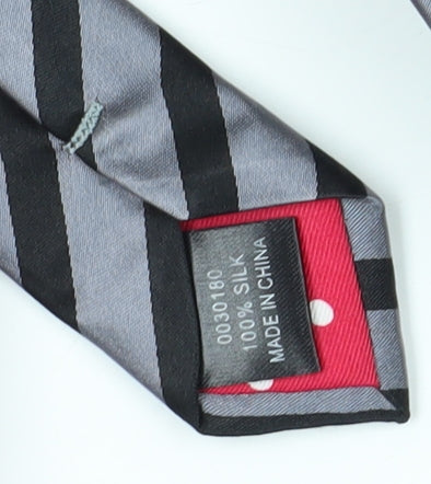 Jeff Banks Men's Silver Striped Designer Tie Silk
