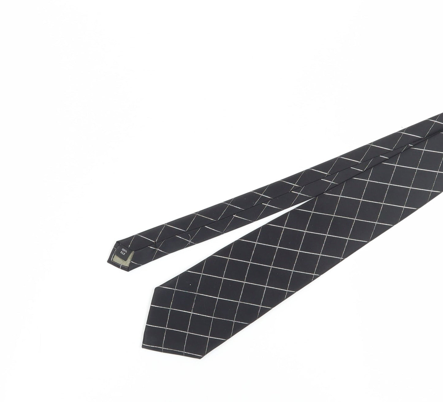 Thomas Nash Men's Black Silk Checked Designer Tie