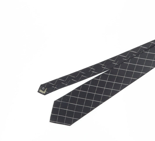 Thomas Nash Men's Black Silk Checked Designer Tie