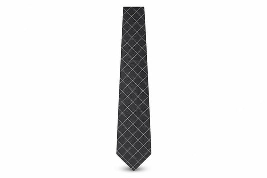 Front view of Thomas Nash Men's Black Silk Checked Designer Tie