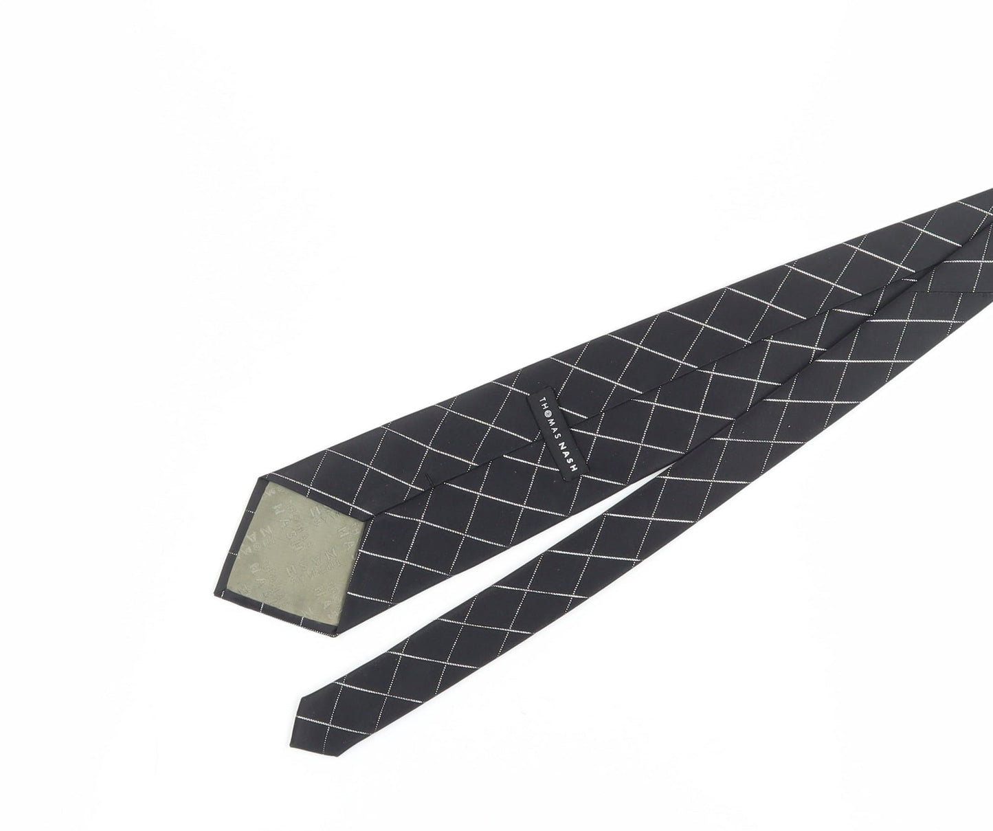 Thomas Nash Men's Black Silk Checked Designer Tie