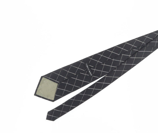 Thomas Nash Men's Black Silk Checked Designer Tie