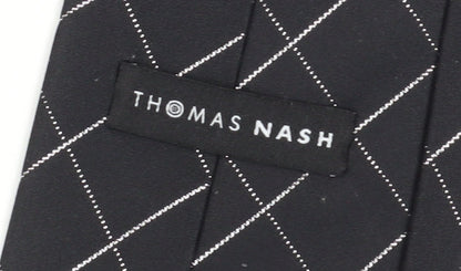 Thomas Nash Men's Black Silk Checked Designer Tie