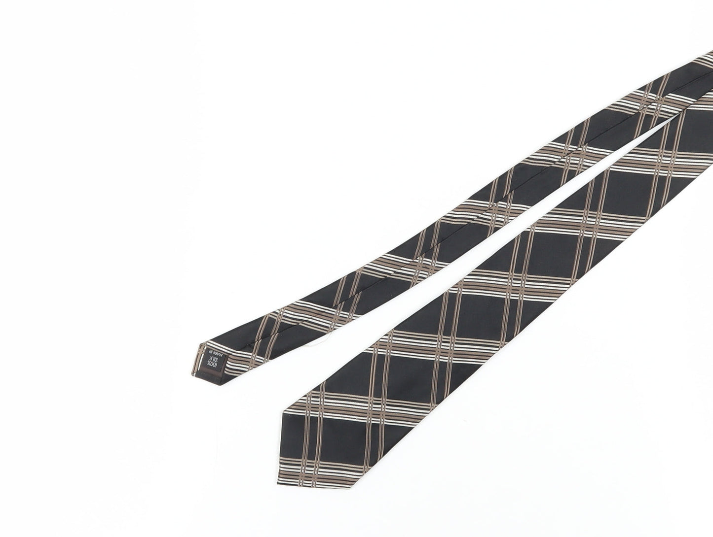 Jeff Banks Men's Black Silk Checked Tie, One Size