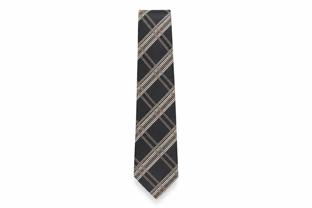 Mens Jeff Banks Black Plaids & Checks 100% Silk  Tie