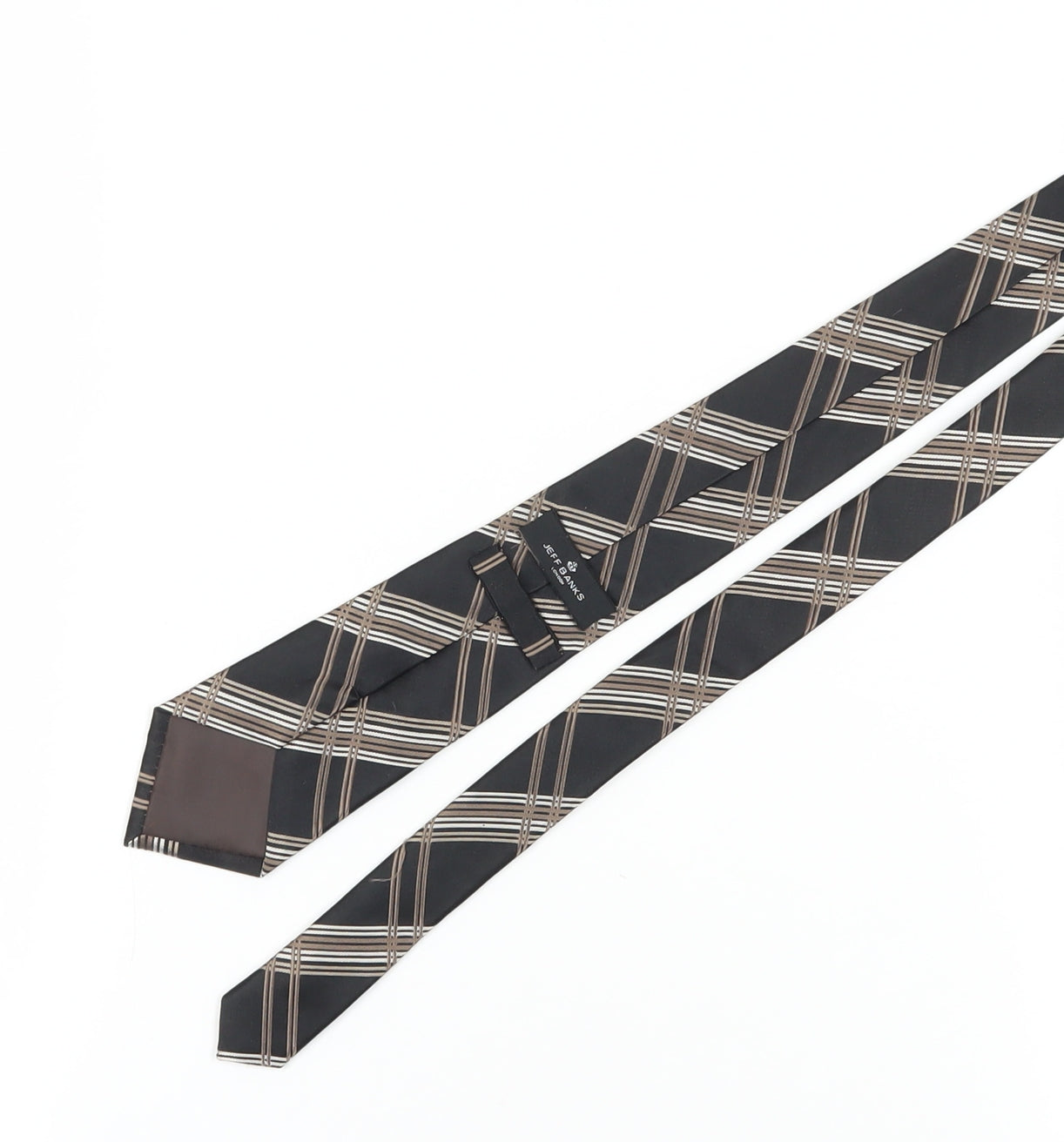 Jeff Banks Men's Black Silk Checked Tie, One Size