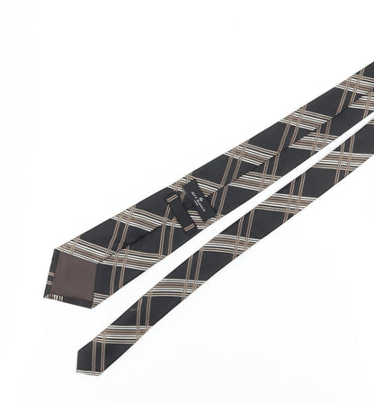 Jeff Banks Men's Black Silk Checked Tie, One Size