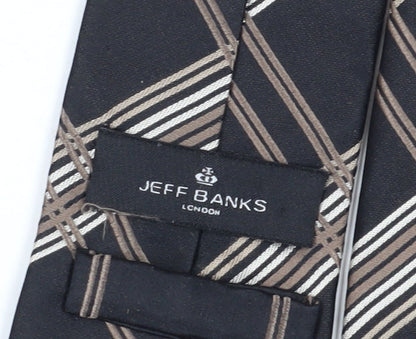 Jeff Banks Men's Black Silk Checked Tie, One Size