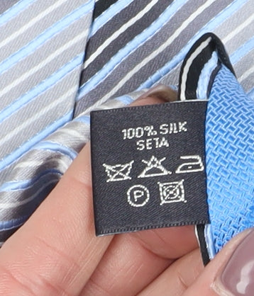 Mens Daniel Hechter Blue Striped 100% Silk  Tie