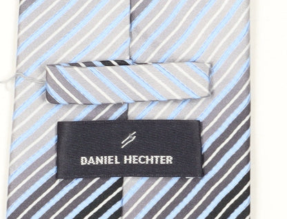Mens Daniel Hechter Blue Striped 100% Silk  Tie