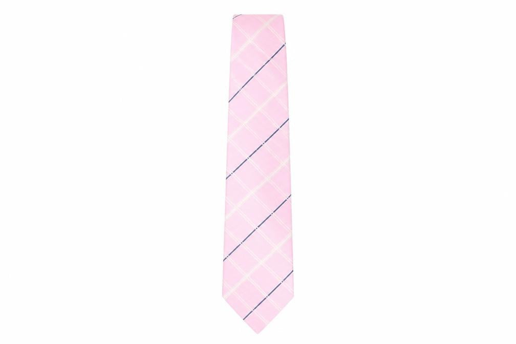 Mens Dehavilland Pink Plaids & Checks 100% Polyester  Tie