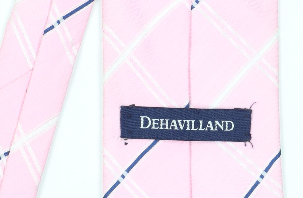 Mens Dehavilland Pink Plaids & Checks 100% Polyester  Tie