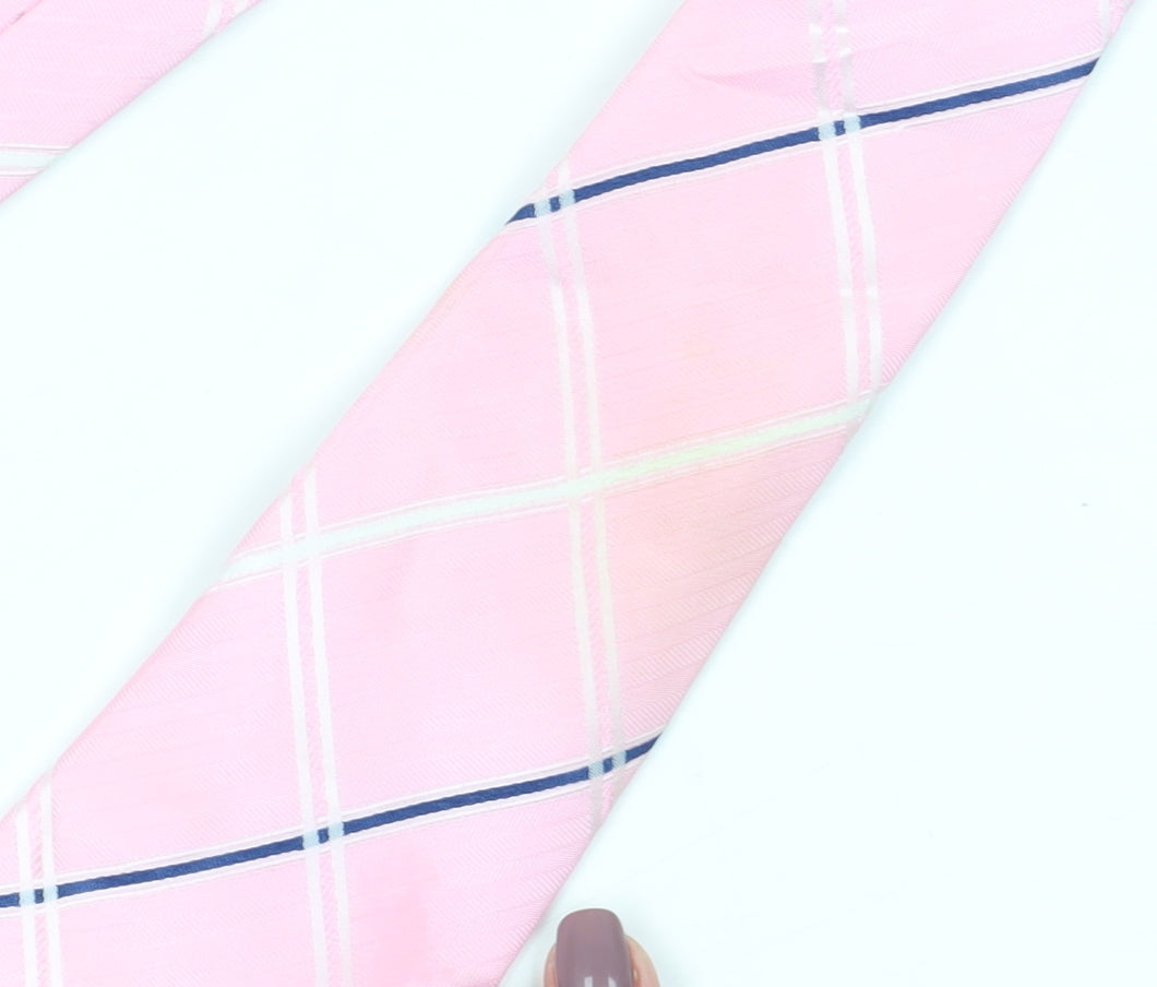 Mens Dehavilland Pink Plaids & Checks 100% Polyester  Tie