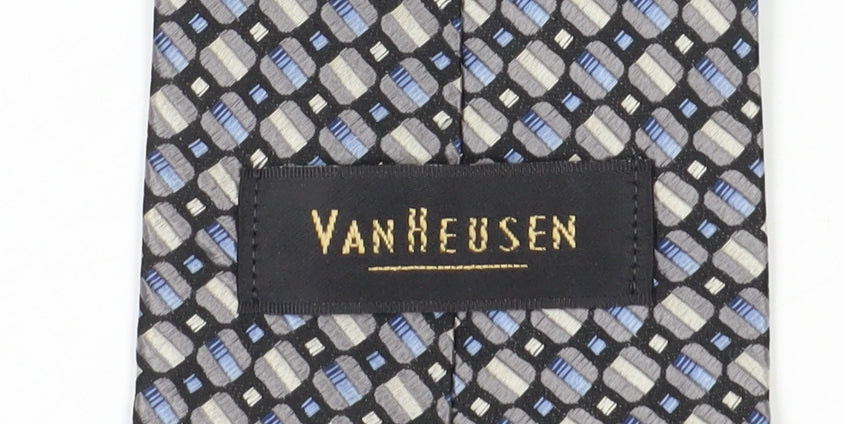 Van Heusen Men's Geometric Silk Tie - Black/Blue