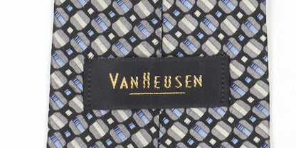 Van Heusen Men's Geometric Silk Tie - Black/Blue