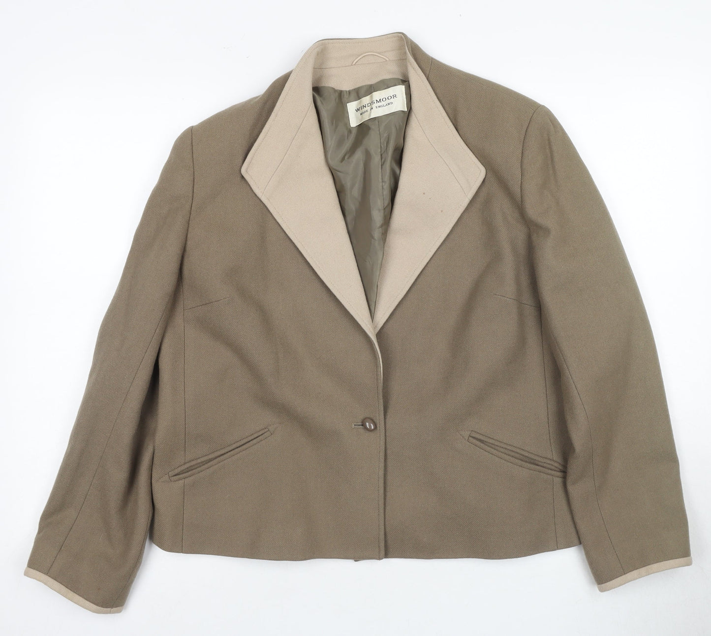 Windsmoor Beige Women's Blazer, Single-Breasted Wool, 18