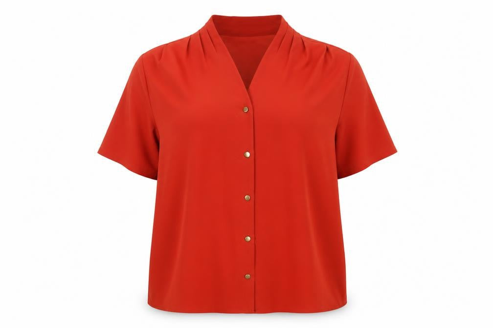 Womens UK Size 16 Eastex Red Basic Button-Up
