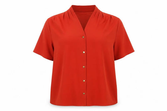 Womens UK Size 16 Eastex Red Basic Button-Up