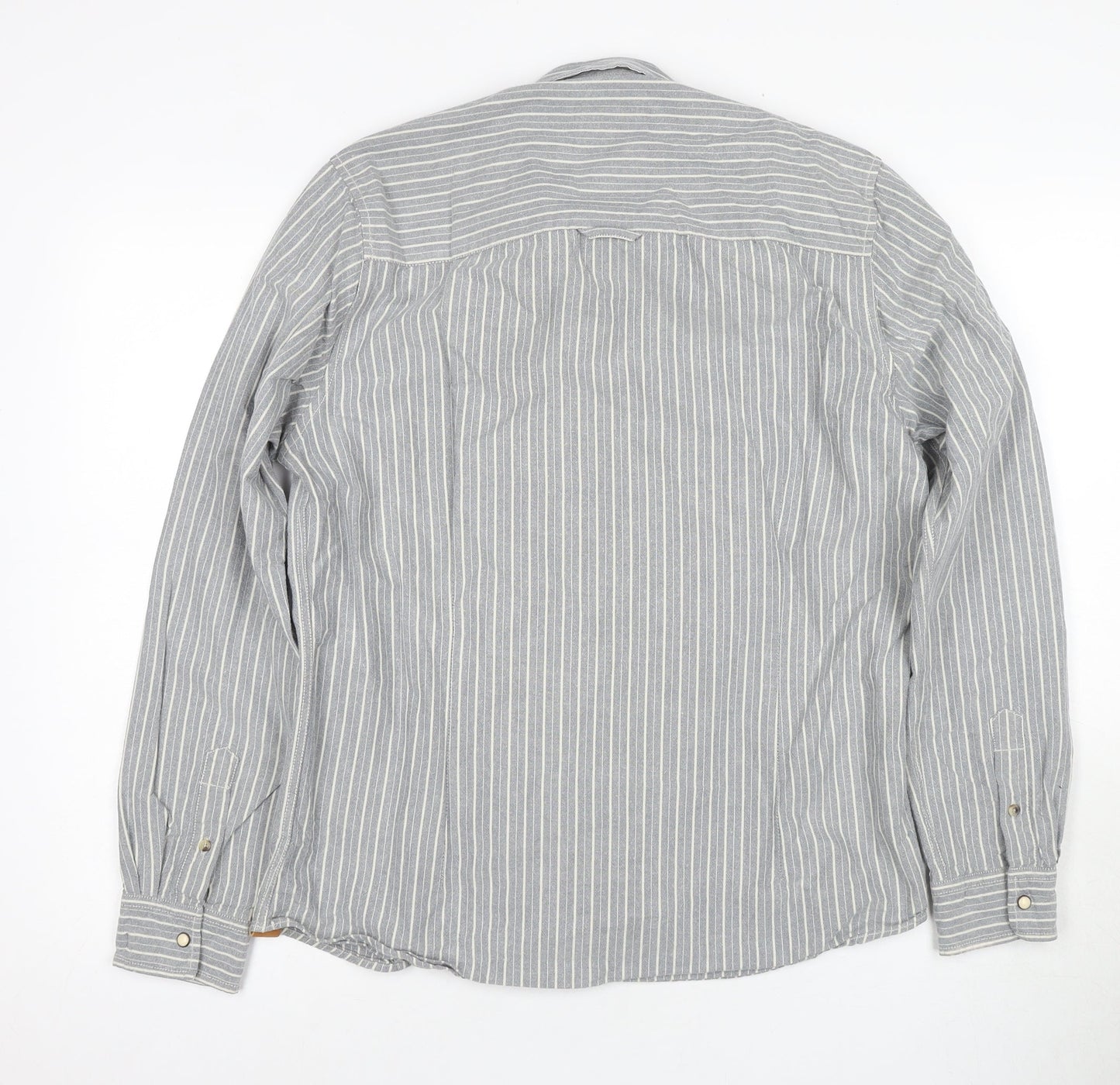 LOT 902 Men's Grey Striped Button-Up Shirt L