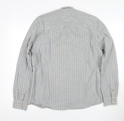 LOT 902 Men's Grey Striped Button-Up Shirt L