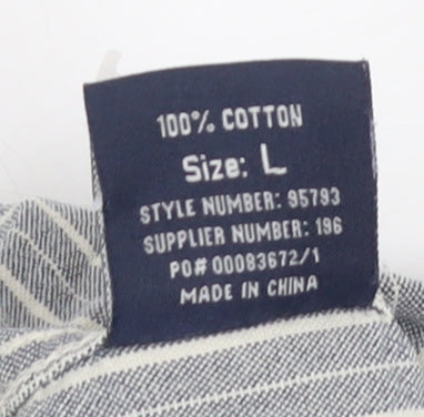 LOT 902 Men's Grey Striped Button-Up Shirt L