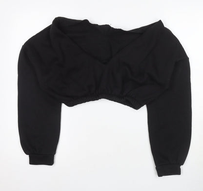 PrettyLittleThing Black Off Shoulder Sweatshirt, Women's M