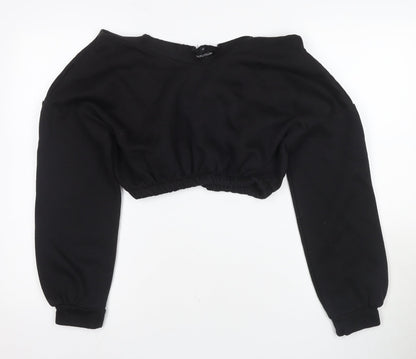 PrettyLittleThing Black Off Shoulder Sweatshirt, Women's M
