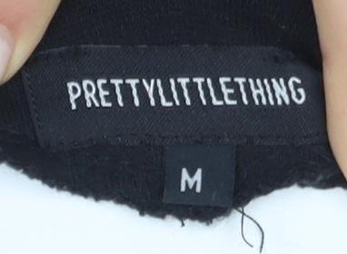 PrettyLittleThing Black Off Shoulder Sweatshirt, Women's M