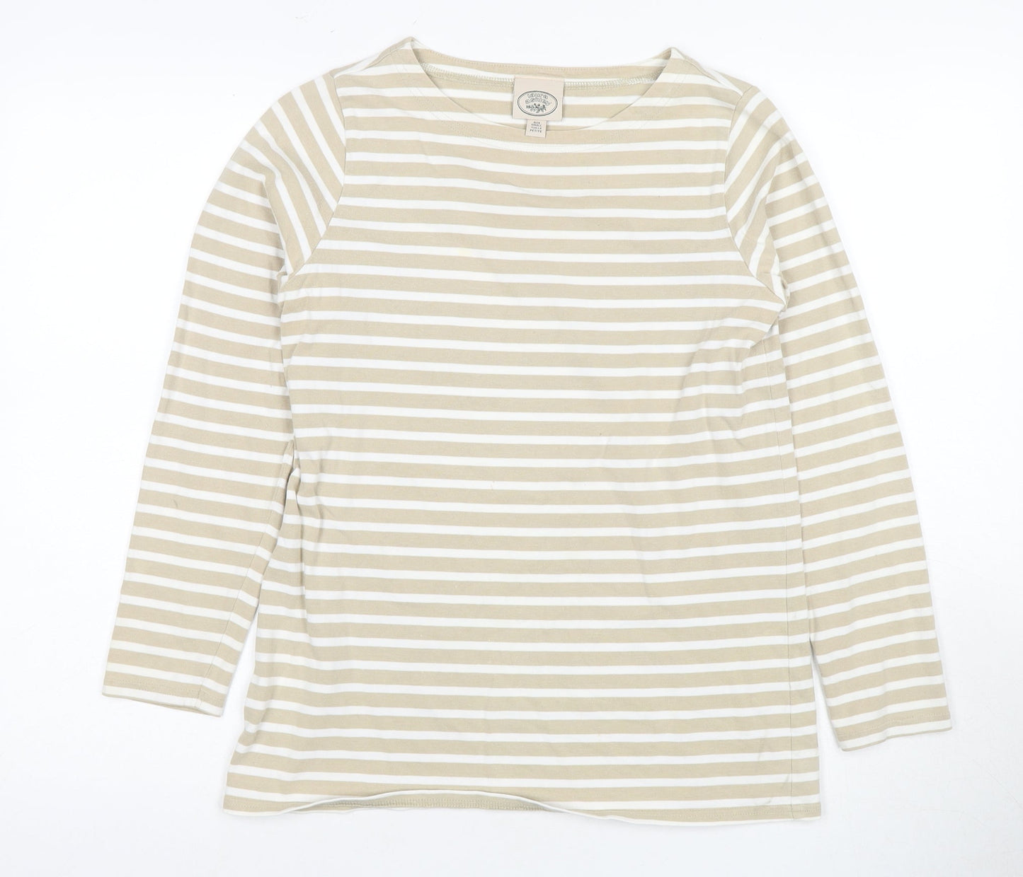 Laura Ashley Women's Beige Striped T-Shirt, Small, Petite