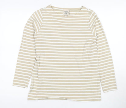 Laura Ashley Women's Beige Striped T-Shirt, Small, Petite