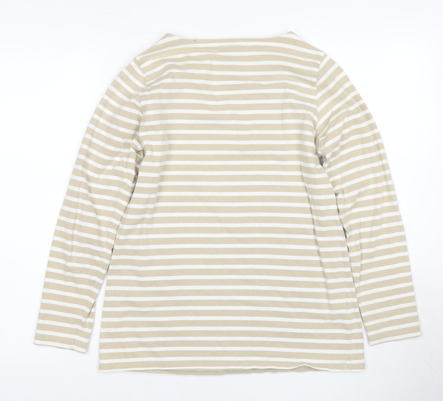 Laura Ashley Women's Beige Striped T-Shirt, Small, Petite