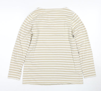 Laura Ashley Women's Beige Striped T-Shirt, Small, Petite