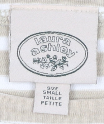 Laura Ashley Women's Beige Striped T-Shirt, Small, Petite