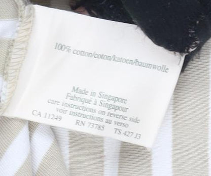 Laura Ashley Women's Beige Striped T-Shirt, Small, Petite