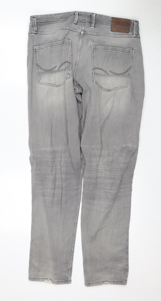 Jack & Jones Men’s Grey Slim Straight Jeans