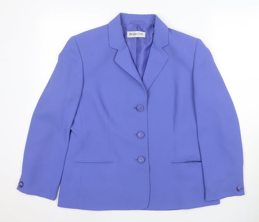 Jacques Vert Women's Blue Blazer UK 14 Formal
